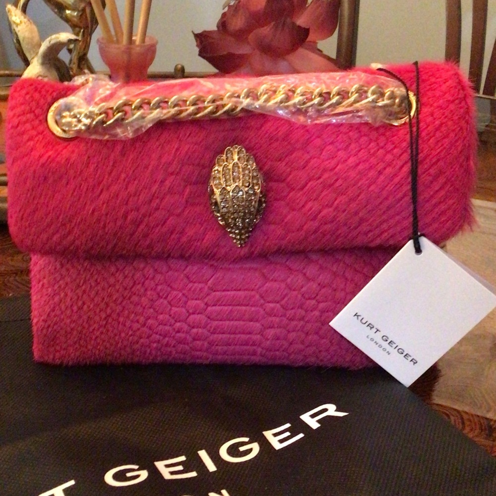 New Kurt Geiger Hot Pink The Kew Chain Shoulder Bag